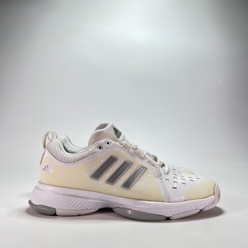 adidas Barricade Classic Bounce White Silver Tennis Shoes BY2926 Womens Size 9.5